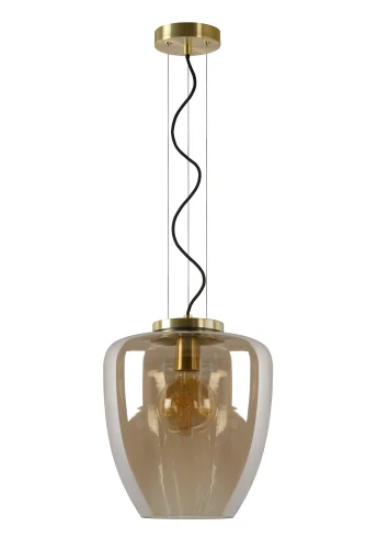 Светильник подвесной Florien 30473/28/62 Lucide янтарный 1 лампа, основание золотое в стиле современный выдувное фото 2
